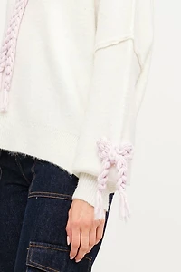 Off White Braided Bow Sweater
