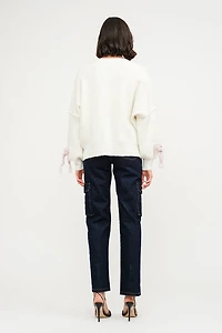 Off White Braided Bow Sweater