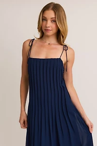 Navy Tie Shoulder Maxi Dress