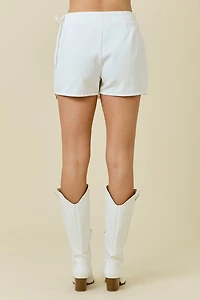 White Denim Pocket Wrap Skort