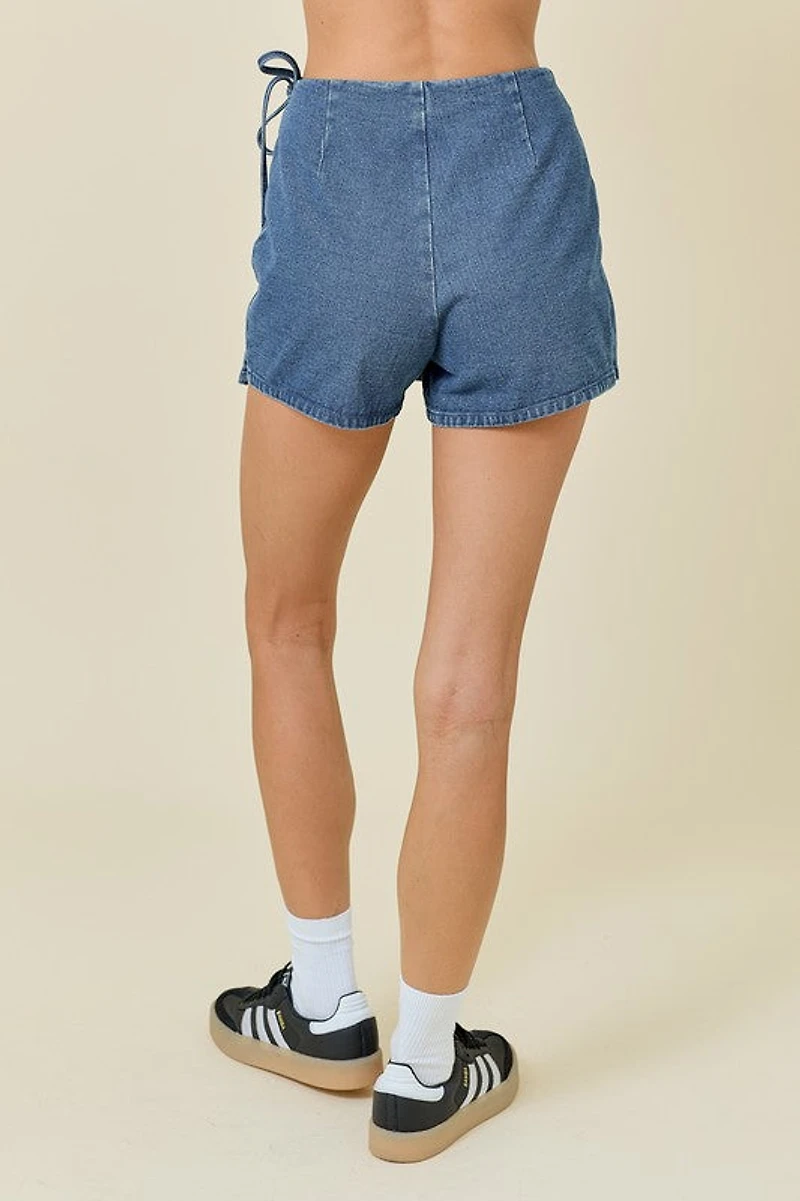 Denim Pocket Wrap Skort