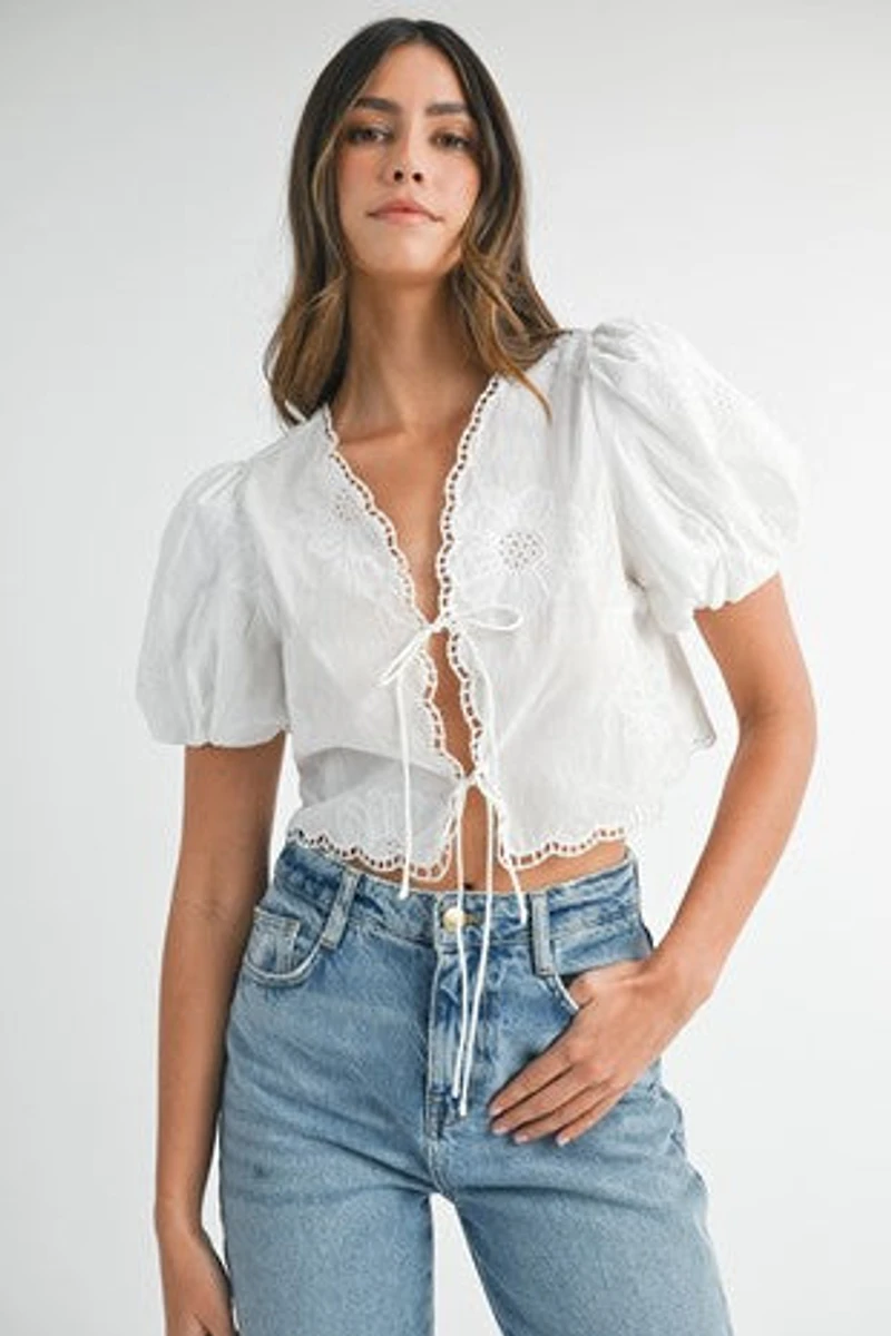 White Embroidered Top