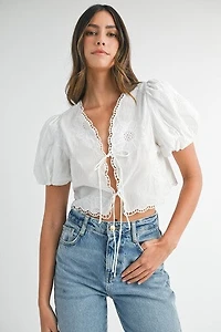 White Embroidered Top