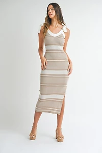 Striped Knit Midi Dress