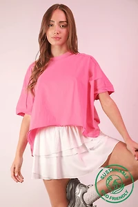 Pink Oversized Crop Comfy Top