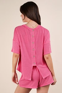 Pink Oversized Double Knit Top & Shorts