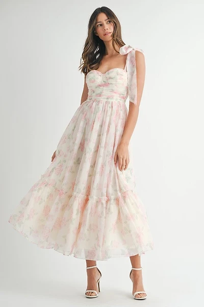 Pink Tiered Midi Dress