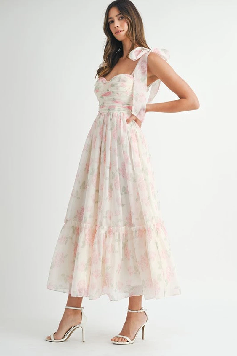 Pink Tiered Midi Dress
