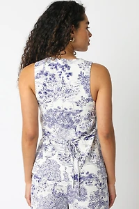 Button Blue Floral Top