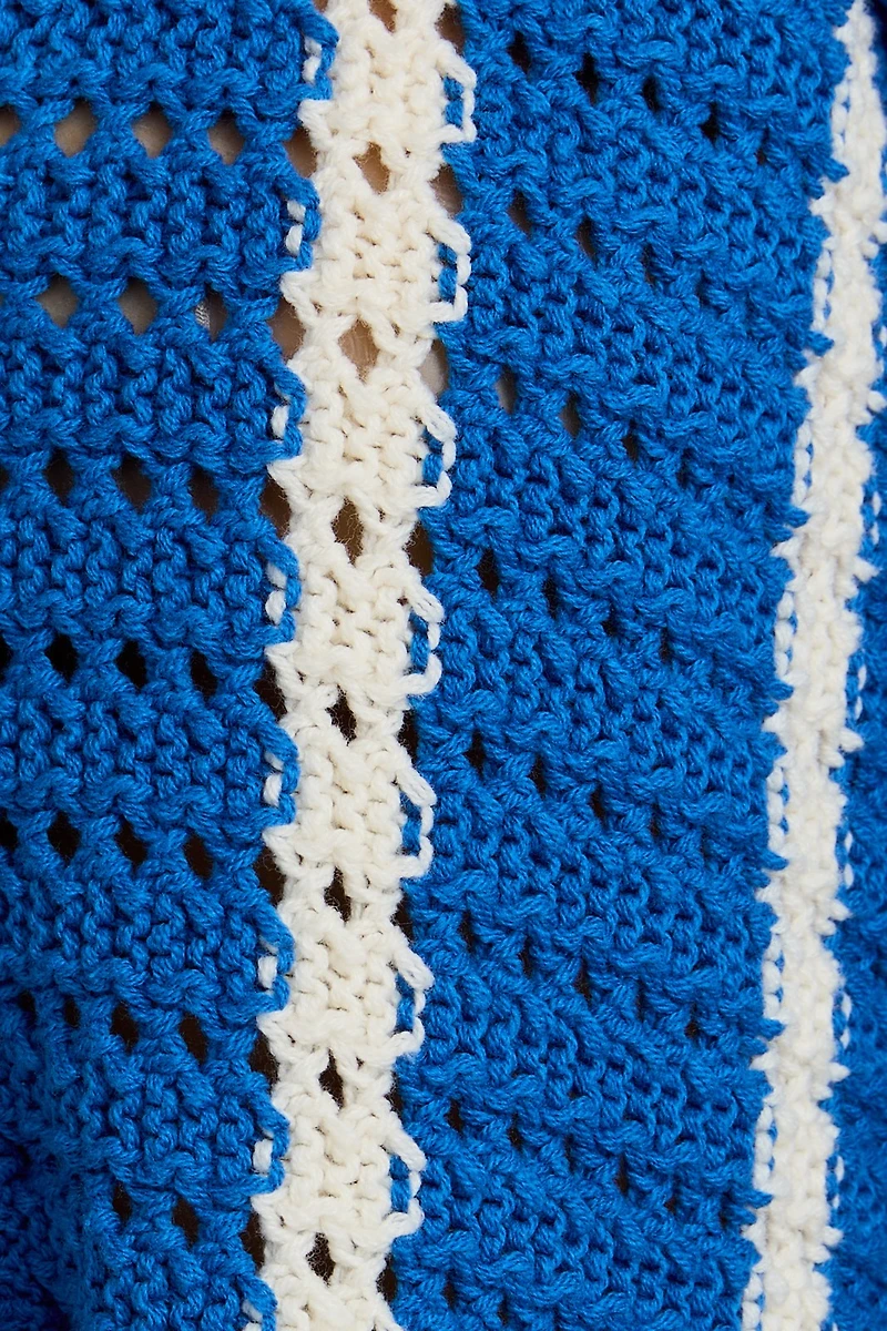 Blue Open Knit Shorts