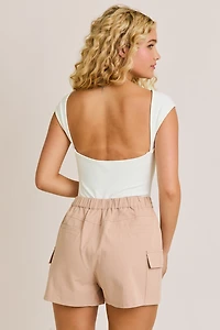 White Open Back Bodysuit