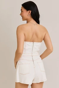 White Denim Tube Romper