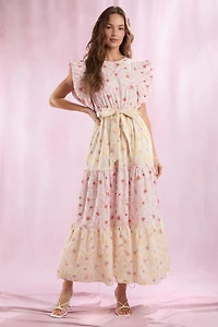 Pink & Yellow Floral Maxi Dress