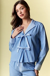 Blue & Pinstripe Front Tie Set