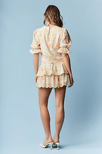 Floral Eyelet Smocked Top & Skirt Set