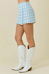 Gingham Tweed Wrap Skort
