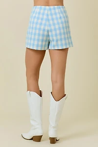Gingham Tweed Wrap Skort