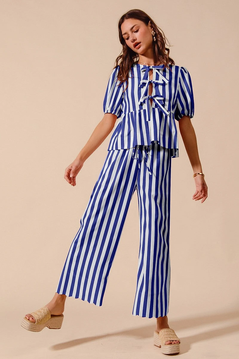Blue Stripe Top & Pant Set
