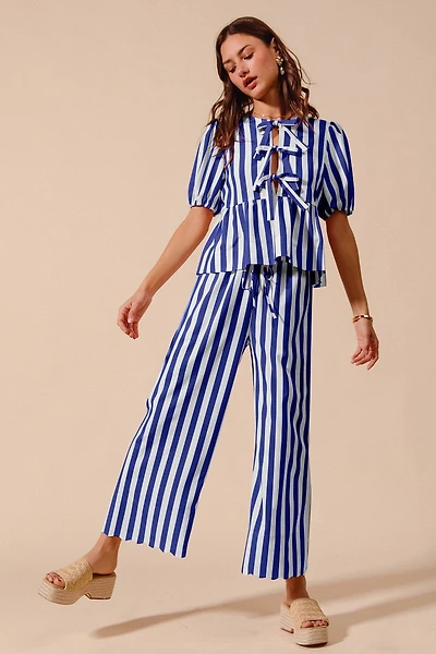 Blue Stripe Top & Pant Set