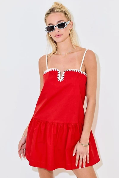 Red Drop Waist Dress & Knotted Edge Detail