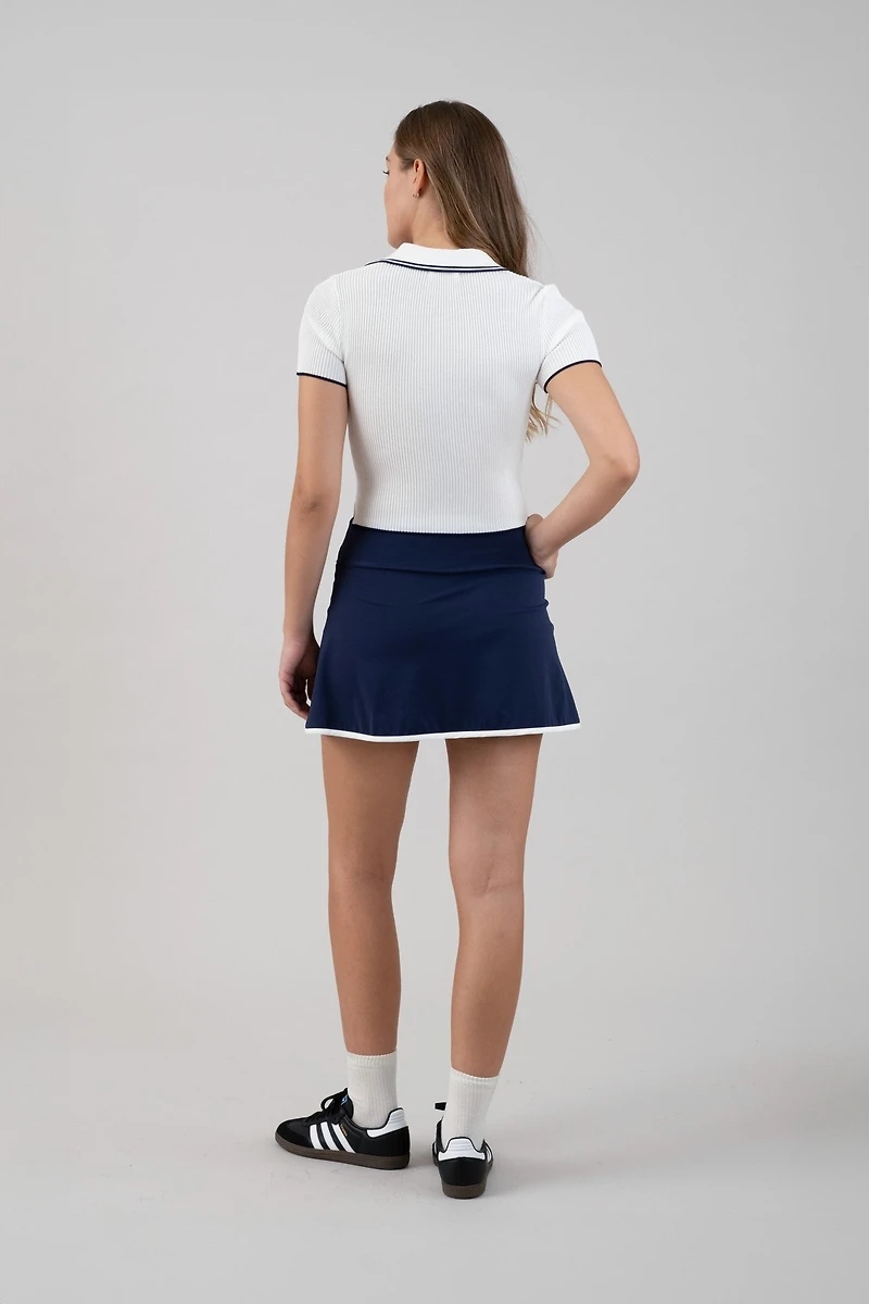 Navy Wrap Tennis Mini Skirt