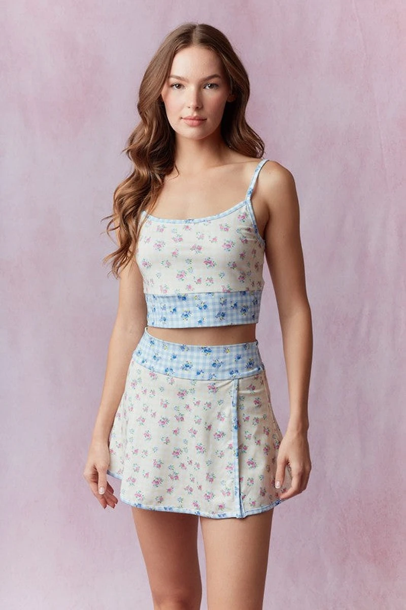 Floral Patchwork Mini Skirt
