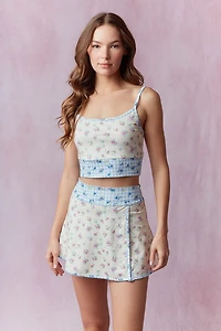 Floral Patchwork Mini Skirt