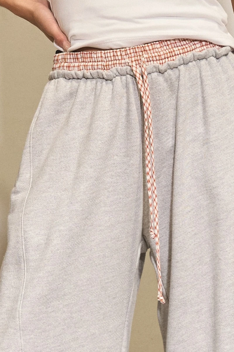 Checkered Waist Band Boxer Sweatpants