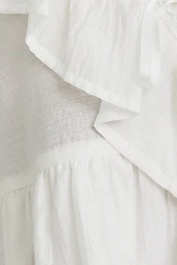 White V-neck Ruffle Top