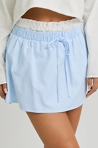 Blue Contrast Waist Mini Skirt