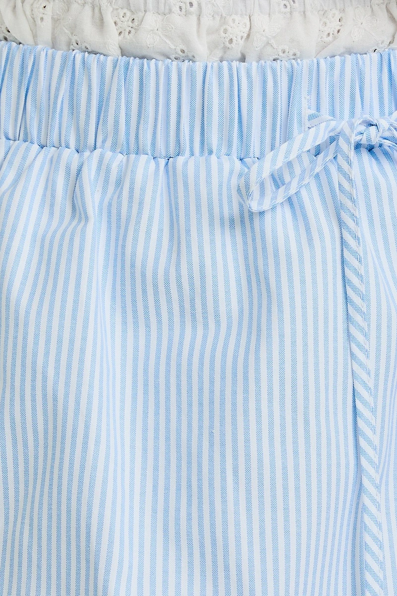 Blue Contrast Waist Mini Skirt