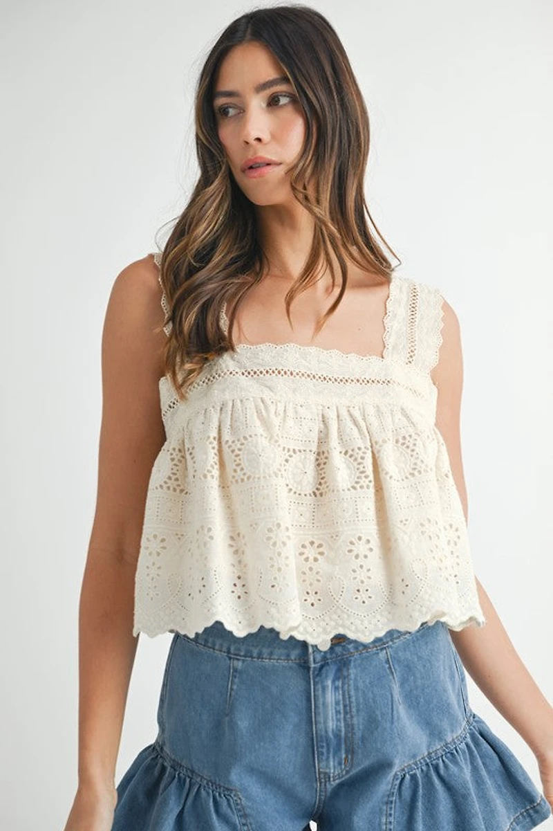 Square Neck Lace Top