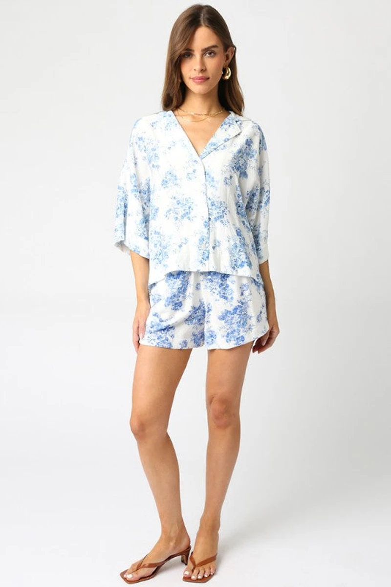 White & Blue Alexis Floral Shirt
