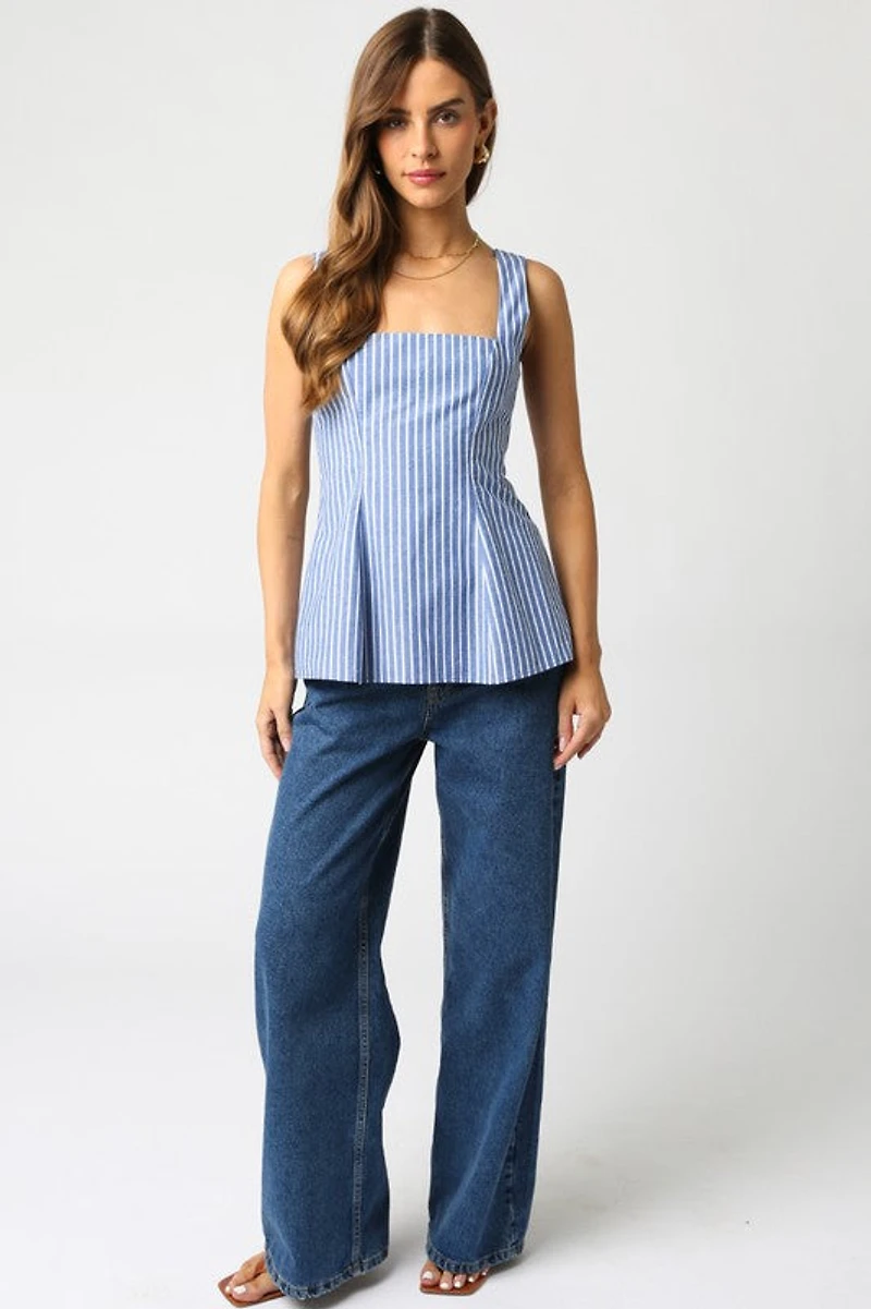 Blue & White Stripe Top