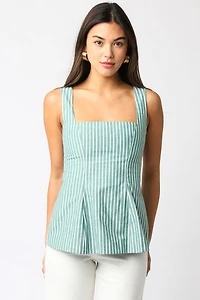 Green & White Stripe Top
