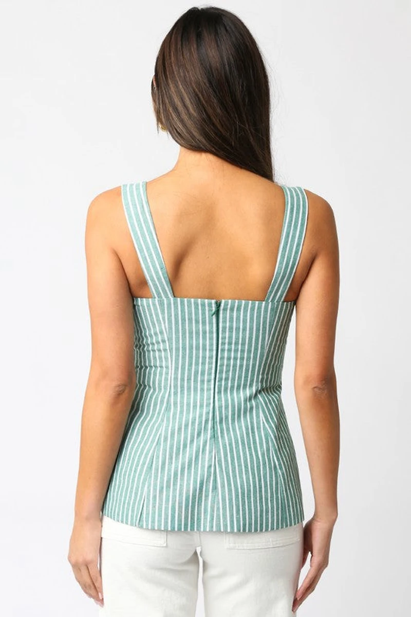 Green & White Stripe Top