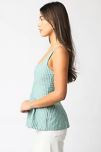 Green & White Stripe Top