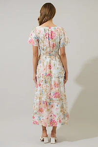 White Day Lily Tiered Maxi Dress