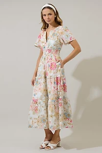 White Day Lily Tiered Maxi Dress