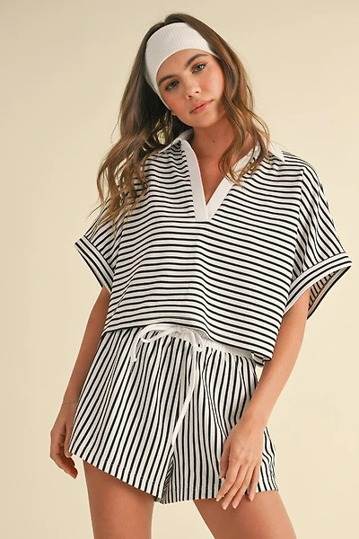 Knitted Striped Shirt and Pants Set
