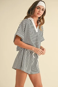 Knitted Striped Shirt and Pants Set