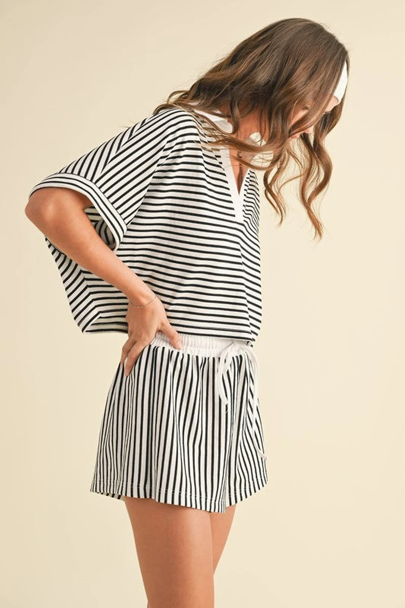 Knitted Striped Shirt and Pants Set