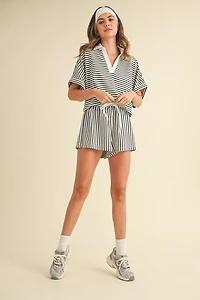 Knitted Striped Shirt and Pants Set