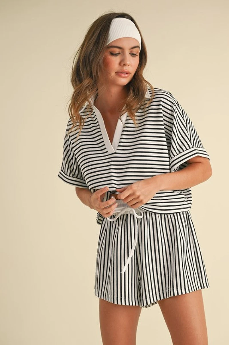 Knitted Striped Shirt and Pants Set