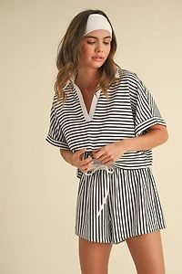 Knitted Striped Shirt and Pants Set