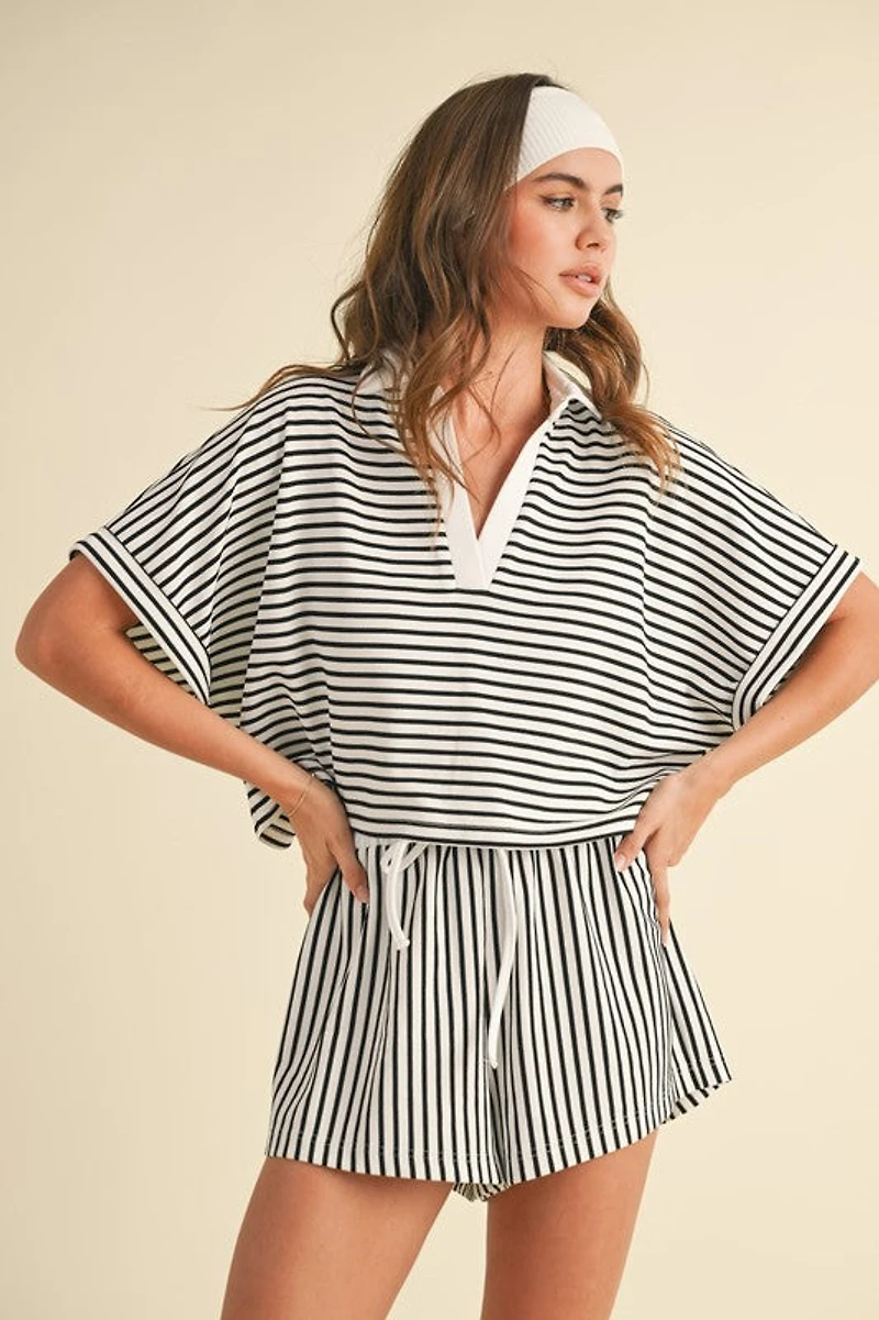 Knitted Striped Shirt and Pants Set