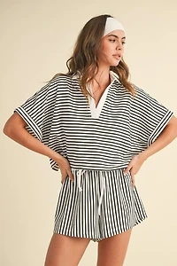 Knitted Striped Shirt and Pants Set
