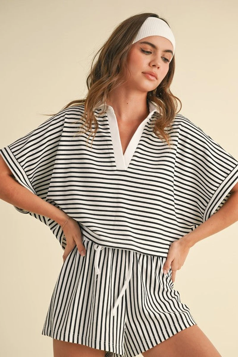 Knitted Striped Shirt and Pants Set