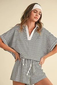 Knitted Striped Shirt and Pants Set