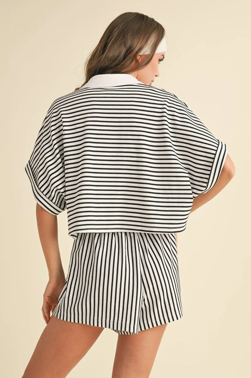 Knitted Striped Shirt and Pants Set